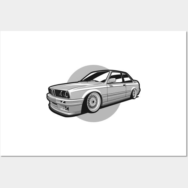 Silver Gray E30 Classic Coupe Wall Art by KaroCars